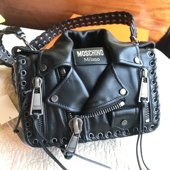Moschino Handbags - Moschino lambskin leather biker jacket bag